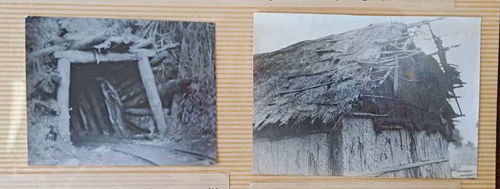 左图为残留的羊桥箐矿井，后被本地农夫建复开采。右图为残留的工棚。.jpg